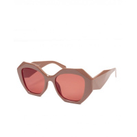 Бежевые очки с геометрической крупной оправой