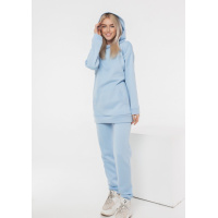 Голубой утепленный флисом костюм с худи