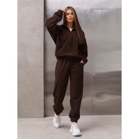 Темно-коричневый флисовый костюм с эластичными манжетами