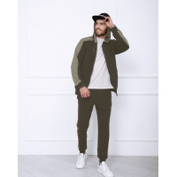 Трикотажный спортивный костюм цвета хаки на молнии