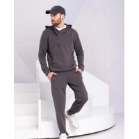 Темно-серый однотонный спортивный костюм с худи