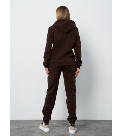 Темно-коричневый спортивный костюм из трикотажа на флисе