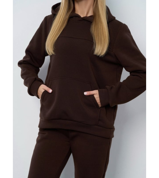 Темно-коричневый спортивный костюм из трикотажа на флисе
