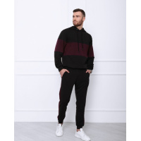 Черно-бордовый трикотажный костюм с вставками