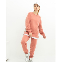 Розовый утепленный костюм с хлопковой вставкой