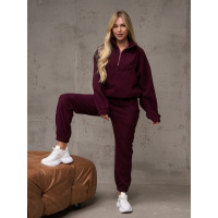 Темно-бордовый флисовый костюм с эластичными манжетами