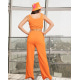 Оранжевый трикотажный костюм с топом