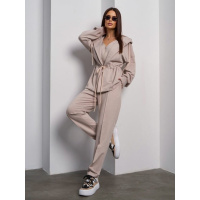 Светло-бежевый трикотажный костюм на кулиске