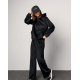 Черный свободный костюм из двустороннего велюра