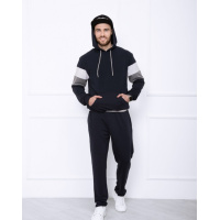 Темно-синий трикотажный костюм с вставками