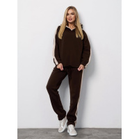 Темно-коричневый костюм на флисе с бежевыми вставками