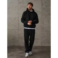 Черный утепленный костюм с худи