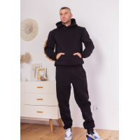 Черный утепленный флисом костюм с капюшоном