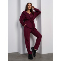 Темно-бордовый трикотажный костюм на кулиске