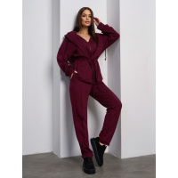 Темно-бордовый трикотажный костюм на кулиске