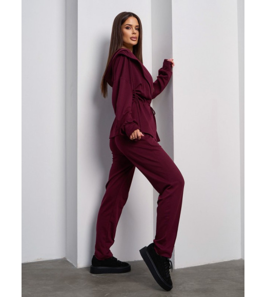 Темно-бордовый трикотажный костюм на кулиске