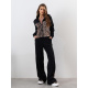 Черный флисовый костюм с леопардовыми вставками