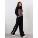 Черный флисовый костюм с леопардовыми вставками