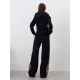 Черный флисовый костюм с леопардовыми вставками