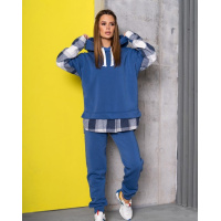 Синий теплый костюм с байковой вставкой