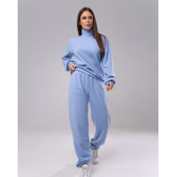 Костюм из голубой ангоры с высоким воротником