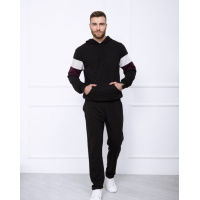 Черный трикотажный костюм с вставками