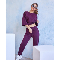 Трикотажный свободный костюм бордового цвета