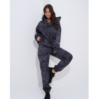 Серый теплый костюм с принтом тай-дай