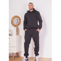 Темно-серый утепленный флисом костюм с капюшоном