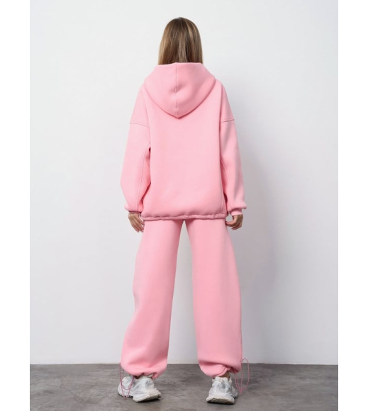 Розовый утепленный костюм свободного кроя