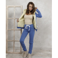 Светло-синий теплый костюм с меховым подкладом