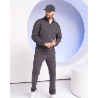 Трикотажный спортивный костюм однотонного темно-серого цвета