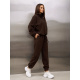 Темно-коричневый свободный костюм из флиса