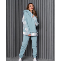 Мятный теплый костюм с байковой вставкой