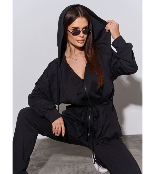 Черный трикотажный костюм на кулиске