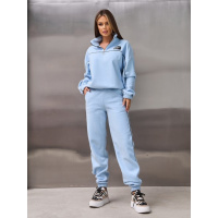 Голубой флисовый костюм с эластичными манжетами