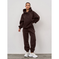 Темно-коричневый утепленный костюм свободного кроя