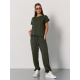 Брючный костюм с футболкой цвета хаки