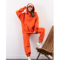 Теплый оверсайз костюм оранжевого цвета