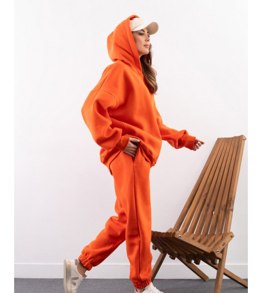 Теплий оверсайз костюм помаранчевого кольору