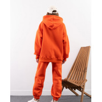Теплый оверсайз костюм оранжевого цвета