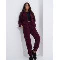 Темно-бордовый теплый костюм на молнии с брюками джоггерами