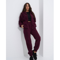 Темно-бордовый теплый костюм на молнии с брюками джоггерами