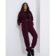 Темно-бордовый теплый костюм на молнии с брюками джоггерами