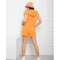 Оранжевий трикотажний костюм з капюшоном