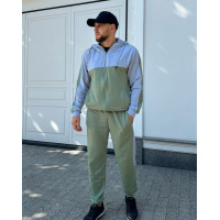 Оливковый трикотажный костюм на манжетах