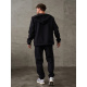 Черный утепленный костюм с худи на молнии
