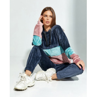 Серый велюровый костюм с капюшоном