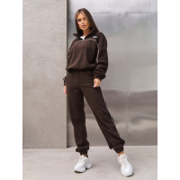 Коричневый флисовый костюм с эластичными манжетами