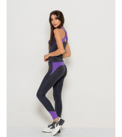 Сіро-фіолетовий спортивний костюм для фітнесу